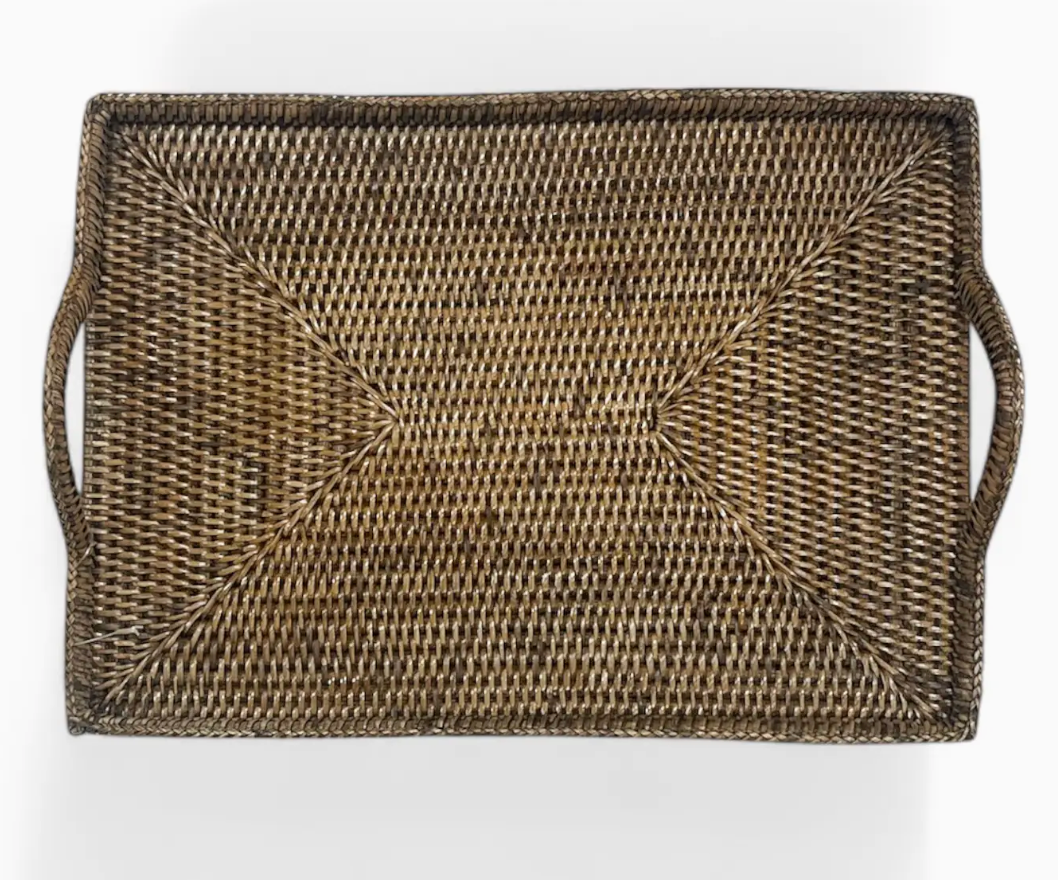 Rattan Tray with Loop Handles, Large