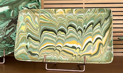 Marbled Green Rectangular Dish