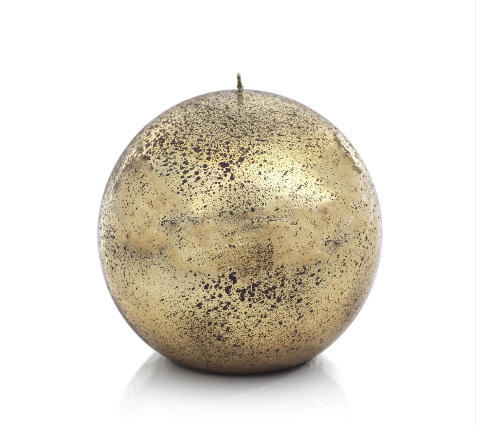 Shiny Metallic Ball Candle, Antique Gold