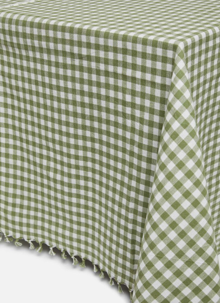 Mini Gingham Olive Tablecloth, Large
