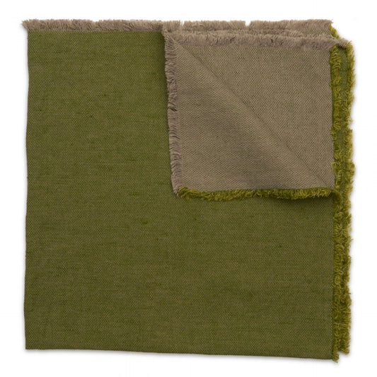 Washed Fringe Napkin Olive