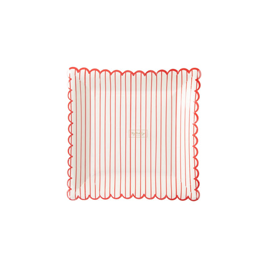 Red Striped Scalloped Plate