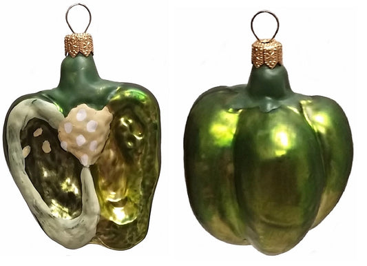 Green Bell Pepper Glass Ornament