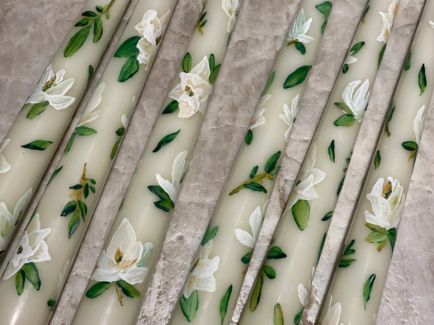 Ivory Magnolia Floral 10" Taper Candle
