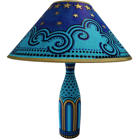 Blue/Gold Clouds & Stars Lamp,  Tall