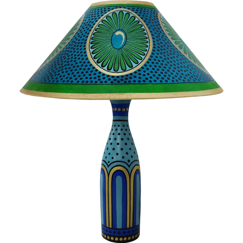 Daisy Blue/Green Lamp,  Tall