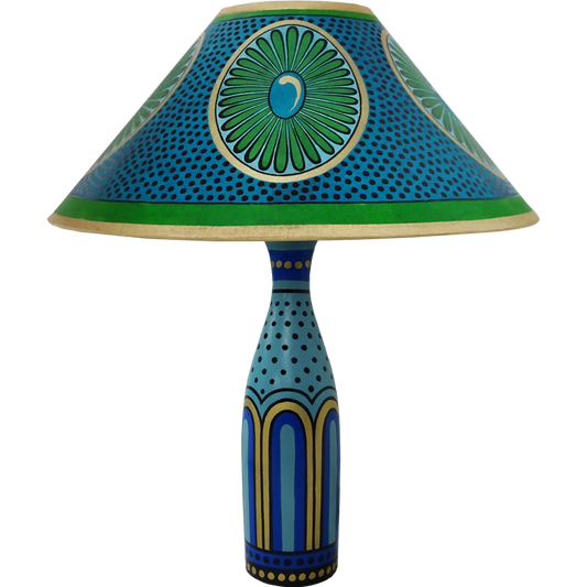 Daisy Blue/Green Lamp,  Tall